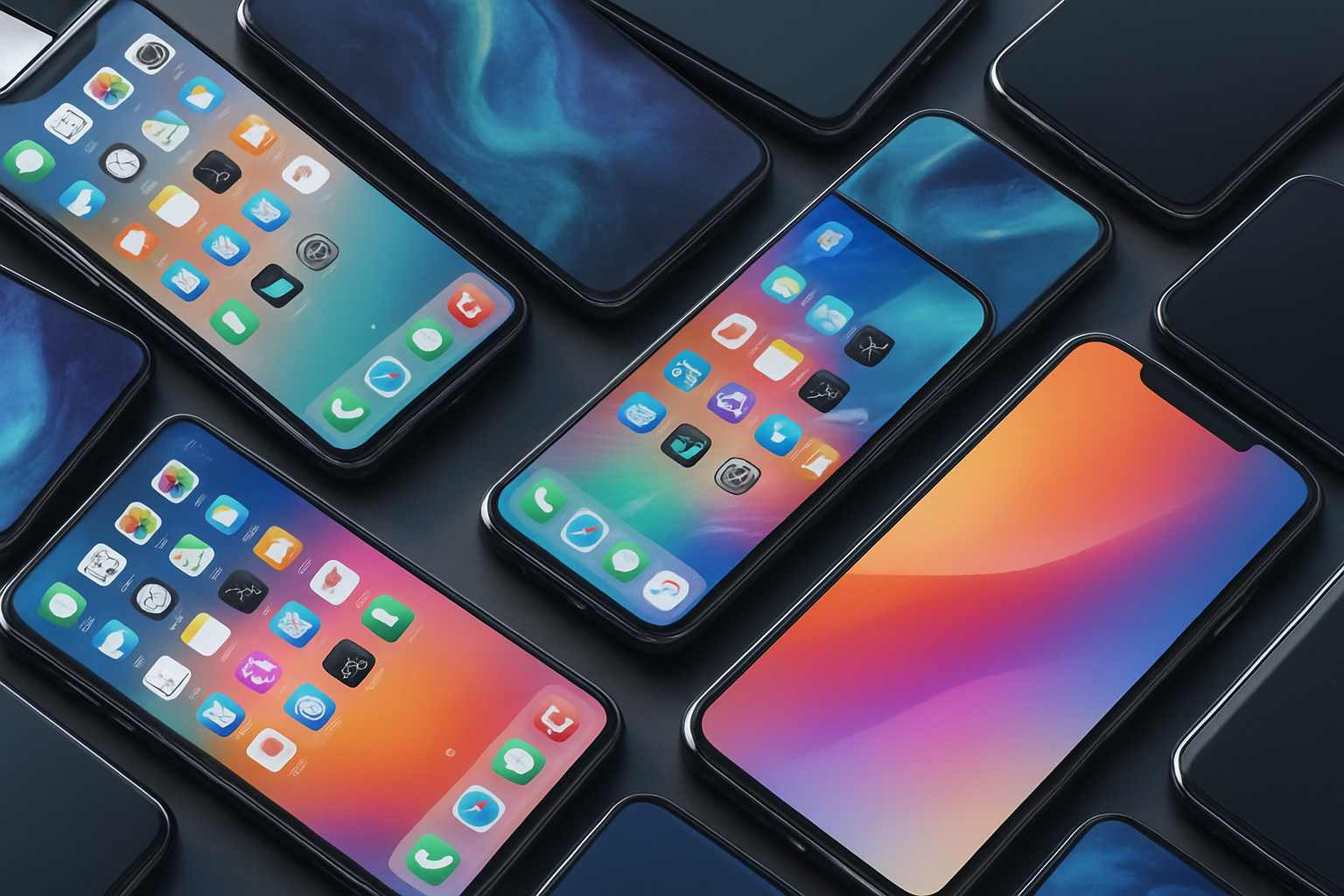 lots of mobile phones devices background